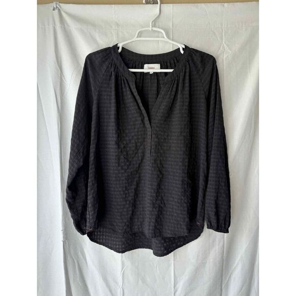 Xirena Farrah Top Poplin Split Neck in Black Onyx Size XS - Picture 1 of 2